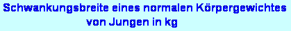Textfeld: Schwankungsbreite eines normalen K�rpergewichtes
                              von Jungen in kg 