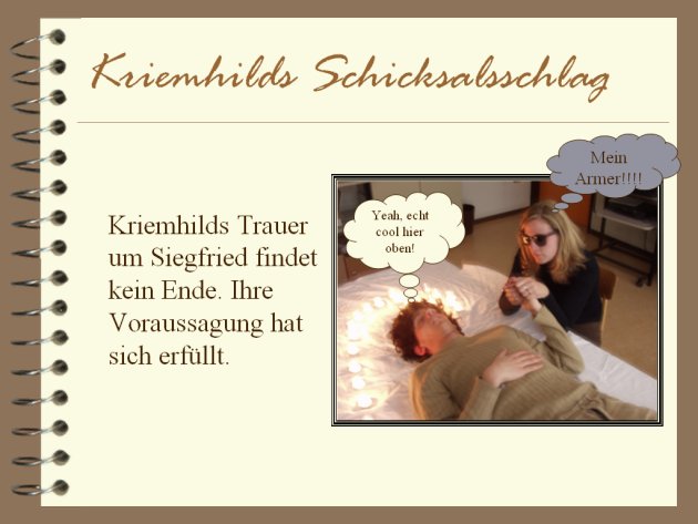 Kriemhilds Trauer um Siegfried findet kein Ende. Ihre Voraussagung hat sich erf&uuml;llt.